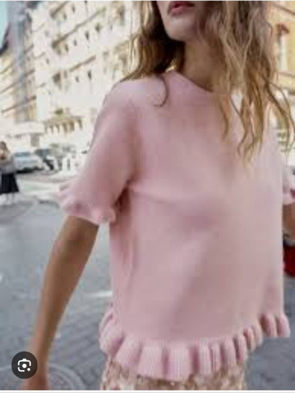 ZARA | Short Sleeve Sweater Ruffles Pink Sz XL